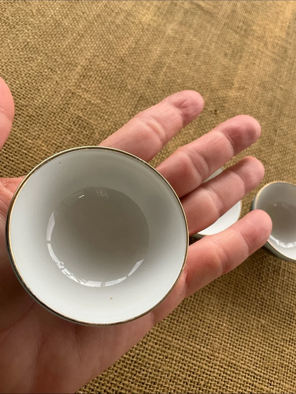 Set of 3  real Porcelain kutani with Floral Motif